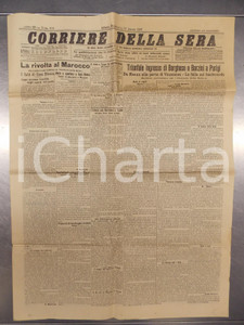 Giornale, rivista storica 1907 CORRIERE DELLA SERA La rivolta in MAROCCO I fatti di CASABLANCA Giornale 1