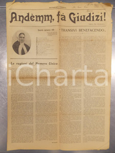 Giornale, rivista storica 1923 MILANO SAN VITTORE Andemm, fa giudizi! Suor PIA MANZONI Numero unico RARO 1