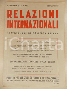 Giornale, rivista storica 1943 RELAZIONI INTERNAZIONALI Missione PHILLIPS in India Rivista anno IX nÂ°1 1