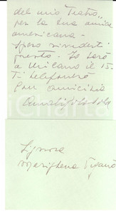 Autografo originale 1960 ca OLGIATE MOLGORA Amalia GOLA SOLA promette volume a un amica AUTOGRAFO 1