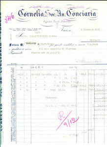 Documento originale, autentico 1948 VARESE SocietÃ  Conciaria CORNELIA Fattura vitelli su carta intestata 1