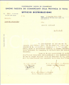 Documento originale, autentico 1944 RSI PAVIA Unione Fascista dei Commercianti su stipendio Giordano MINETTI 1