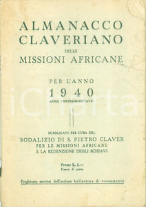 Oggetto da collezione cartaceo 1940 ALMANACCO CLAVERIANO delle Missioni Africane e redenzione degli schiavi 1