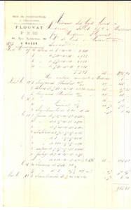 Documento originale, autentico 1875 BUSSIERES F MaÃ®tre de bois FLOUVAT Ã©bÃ©niste MÃ©moire des travaux 1