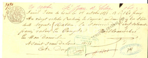 Oggetto da collezione cartaceo 1851 SAINTJEANDELOSNE Cambiale ditta Auguste MATISSE DUNOYER & Cie 1