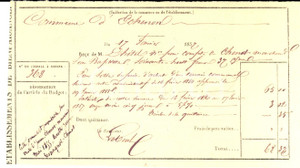 Documento originale, autentico 1857 ECHENON F Ricevuta DHETEL per acquisto di terreno da JeanBaptiste CHENOT 1