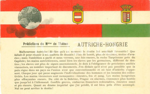 Cartolina originale da collezione 1918 PROPAGANDA WW1 Predizioni di Madame DE THEBES su AUSTRIA e UNGHERIA 1