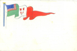 Cartolina originale da collezione 1917 PROPAGANDA WW1 Bandiere Regno d ITALIA USA Cartolina DISEGNATA A MANO FP VG 1