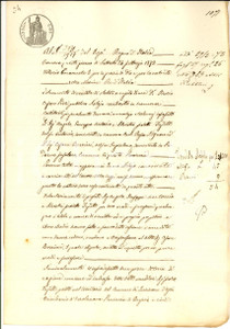 Documento originale, autentico 1872 QUINZANO D OGLIO BS Fratelli TAJETTI vendono due campi a Cesare BORRINI 1