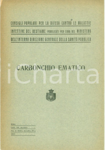 Documento originale, autentico 1910 SANITA  PUBBLICA Consigli popolari difesa vs carbonchio ematico Opuscolo 1