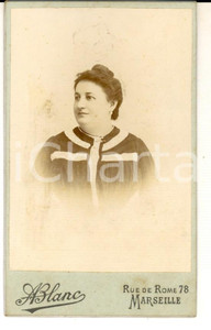 Fotografia d epoca originale 1900 ca MARSEILLE F Ritratto di donna con acconciatura raccolta Foto A. BLANC 1