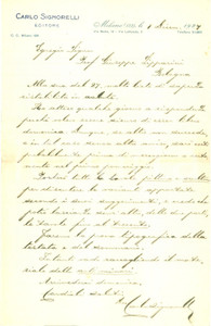 Autografo originale 1927 MILANO Editore Carlo SIGNORELLI su tavole di pittura e scultura AUTOGRAFO 1