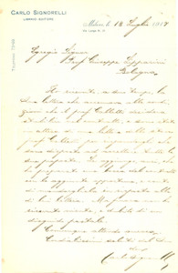 Autografo originale 1917 MILANO Editore Carlo SIGNORELLI prepara bozza di contratto AUTOGRAFO 1