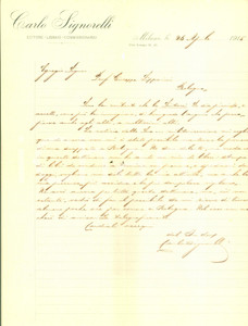Autografo originale 1915 MILANO Editore Carlo SIGNORELLI troppo impegnato con il lavoro AUTOGRAFO 1