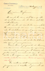 Autografo originale 1933 MILANO Editore Carlo SIGNORELLI Un altro colpo a Riforma GENTILE AUTOGRAFO 1