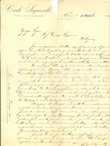 Autografo originale 1913 MILANO Editore Carlo SIGNORELLI sul commercio di libri scolastici AUTOGRAFO 1