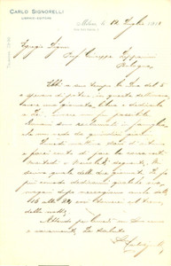 Autografo originale 1913 MILANO Editore Carlo SIGNORELLI reclamato in famiglia AUTOGRAFO 1