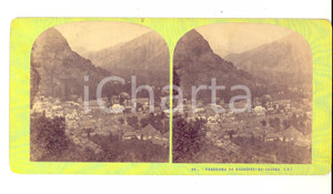 Fotografia d epoca originale 1880 BAGNERESDELUCHON F Vue panoramique Photo stÃ©rÃ©oscopique 18x9 cm 1