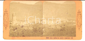 Fotografia d epoca originale 1880 MARTIGNY CH Tour et chÃ¢teau de la BÃ¢tiaz Photo stÃ©rÃ©oscopique 18x9 cm 1