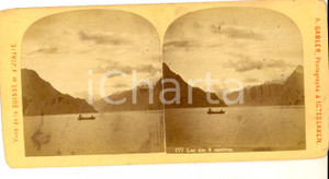 Fotografia d epoca originale 1880 SUISSE Vue du Lac des Quatre Cantons Photo stÃ©rÃ©oscopique 18x9 cm 1