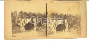 Fotografia d epoca originale 1880 FRANCE Une grotte naturelle Photo stÃ©rÃ©oscopique 18x9 cm 1