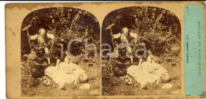 Fotografia d epoca originale 1890 FRANCE Les amants surpris Photo stÃ©rÃ©oscopique IDYLLES ET PASTORALES 1