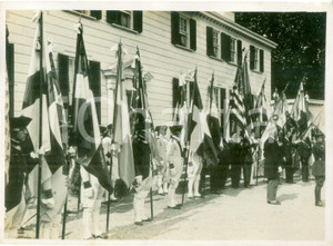 Fotografia d epoca originale 1931 PARIS EXPOSITION COLONIALE Sfilata bandiere francesi Settimana Americana 1