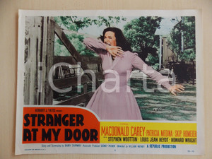 Oggetto da collezione cartaceo 1956 STRANGER AT MY DOOR Patricia MEDINA terrorizzata Manifestino LOBBY CARD 1