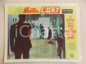 Oggetto da collezione cartaceo 1957 MISTER CORY Tony CURTIS colpito alle spalle Manifestino LOBBY CARD 1