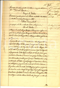 Documento originale, autentico 1865 CREMONA Quietanza debito e liberazione pro Giovanni ZANIBONI Manoscritto 1