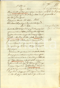 Documento originale, autentico 1865 CREMONA Quietanza Achille e Martina PARINI pro Marianna PASSERI Manoscritto 1