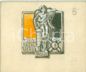 Stampa, bozzetto originale 1935 MILANO SANTA BARBARA 3Â° Reggimento Artiglieria Bozzetto DISEGNATO A MANO 1