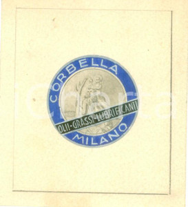 Stampa, bozzetto originale 1935 ca MILANO Olii lubrificanti CORBELLA Bozzetto DISEGNATO A MANO per medaglia 1