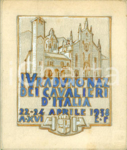 Stampa, bozzetto originale 1938 COMO IV Raduno Nazionale Cavalieri d ITALIABozzetto DISEGNATO A MANO 1