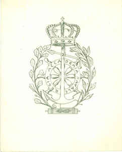 Stampa, bozzetto originale 1935 ca LIVORNO Regia Accademia Navale Bozzetto DISEGNATO A MANO per medaglia 1