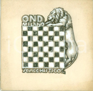 Stampa, bozzetto originale 1935 ca MILANO OND Circolo scacchistico Bozzetto DISEGNATO A MANO per medaglia 1