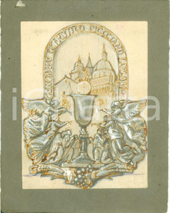 Stampa, bozzetto originale 1935 BERGAMO Congresso Eucaristico Diocesano Bozzetto DISEGNATO A MANO medaglia 1