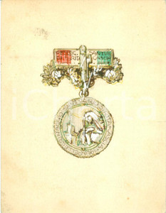 Stampa, bozzetto originale 1929 SANTA RITA DA CASCIA Pellegrinaggio Bozzetto DISEGNATO A MANO per medaglia 1