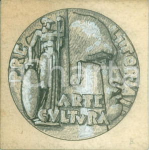 Stampa, bozzetto originale 1935 ca PRELITTORIALI Arte e Cultura Bozzetto DISEGNATO A MANO per medaglia 1
