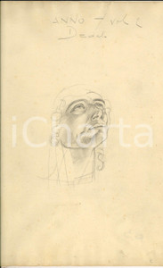 Opera d’arte autentica 1927 EMILIO AMBRON Studio per testa maschile Disegno a matita per DEDALO 24x35 1