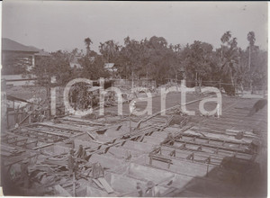 Fotografia d epoca originale 1920 ca BANGKOK Veduta con cantiere edile in attivitÃ  Foto RARA 18x14  cm 1