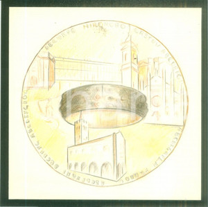 Stampa, bozzetto originale 1940 ca MONZA Amministrazione Comunale Bozzetto per stemma DISEGNATO A MANO 1