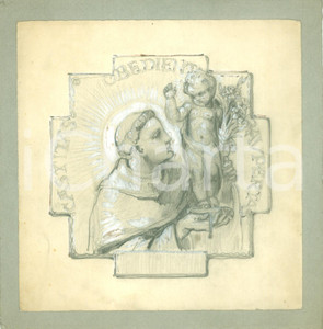 Stampa, bozzetto originale 1935 ca MILANO Castitas Obedientia Paupertas Bozzetto DISEGNATO A MANO medagia 1