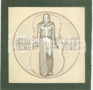 Stampa, bozzetto originale 1937 CREMONA Centenario di Antonio STRADIVARI Bozzetto DISEGNATO A MANO 1