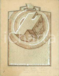 Stampa, bozzetto originale 1935 ca MILANO Anniversario dell Era Fascista Bozzetto DISEGNATO A MANO medaglia 1