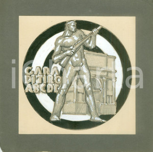 Stampa, bozzetto originale 1935 ca ROMA Gara di tiro a segno Bozzetto DISEGNATO A MANO per medaglia 1