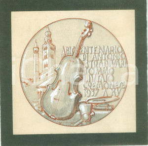 Stampa, bozzetto originale 1937 CREMONA Centenario Antonio STRADIVARI Bozzetto DISEGNATO A MANO medaglia 1