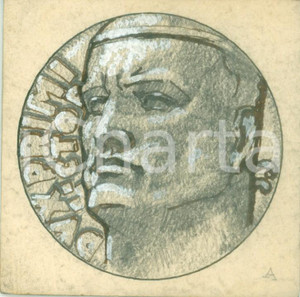 Stampa, bozzetto originale 1935 ca LITTORIALI Benito MUSSOLINI Bozzetto DISEGNATO A MANO per medaglia 1