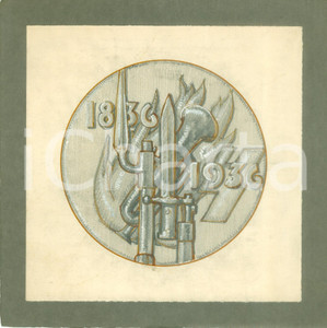 Stampa, bozzetto originale 1936 MILANO Centenario Corpo dei Bersaglieri Bozzetto DISEGNATO A MANO medaglia 1