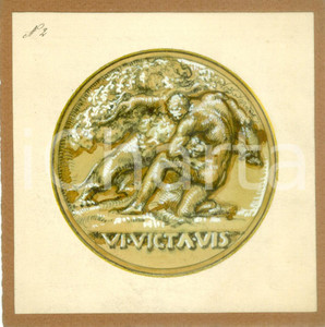 Stampa, bozzetto originale 1935 ca MILANO ? Vi Victa Vis Bozzetto DISEGNATO A MANO per medaglia 1
